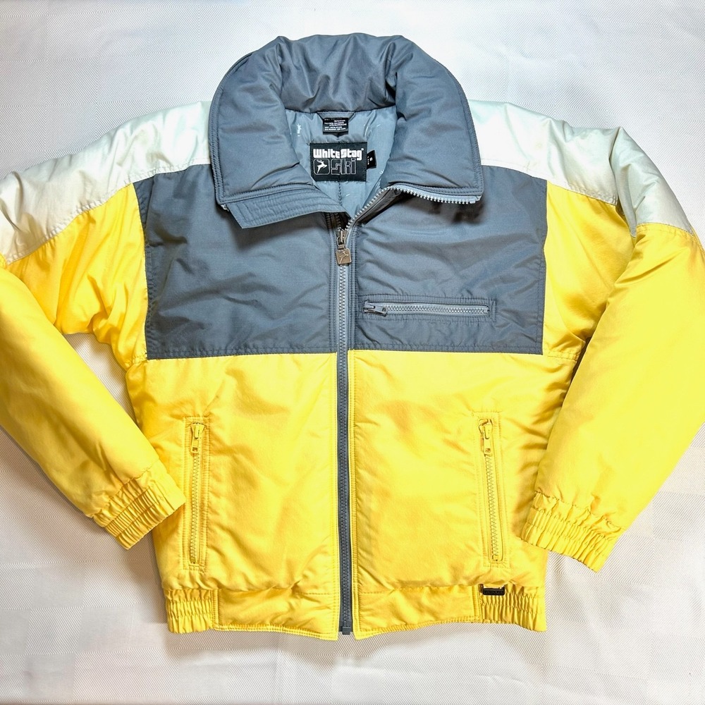 VTG White Stag Ski Jacket - Men's SMALL - Yellow/Gray Puffer Coat Full Zip